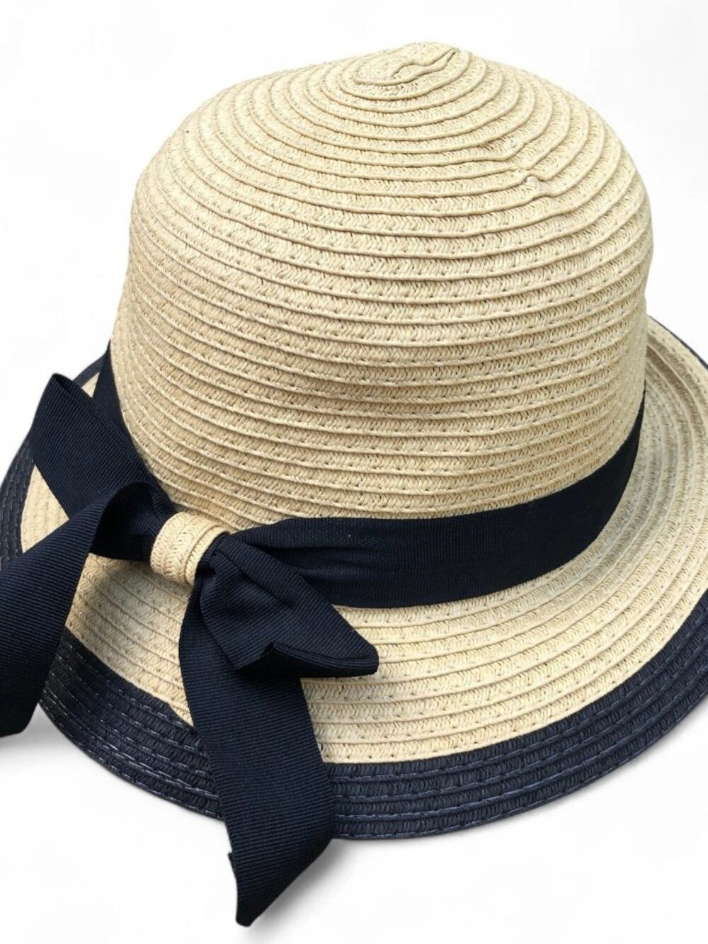 Women's Bucket Hat Women's One Size Beige Cap Cloche Bow 100% Paper